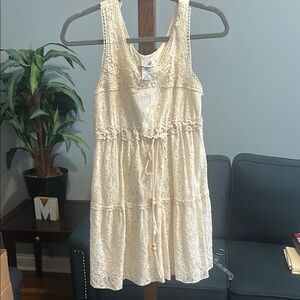 Cream Lace Sleeveless lined Dress pinky brand. Think country concert! Med.